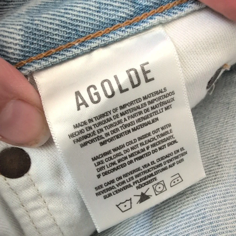 AGOLDE Parker Long High Rise Light Wash Denim Shorts 28 A9030-1141 Cutoffs